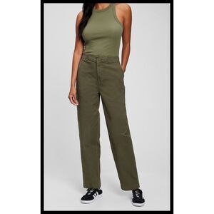 NWT Gap Everyday Straight Up Khaki Pants Mid Rise Stretch Olive Green 6 New